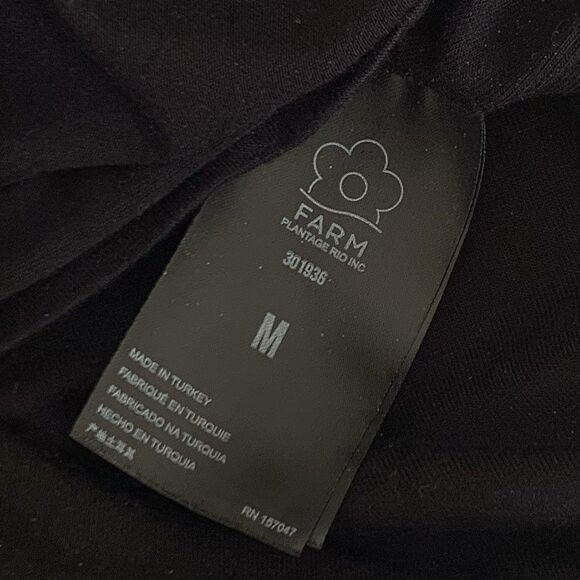 Farm Rio Dress Dotted Macaws Midi 3/4 Sleeve Fitted Jersey Tropical Vacation M - Picture 13 of 14